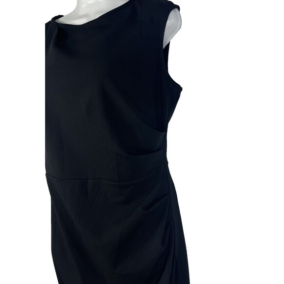 Miusol Dress XL Black Sleeveless Sheath Ruched Side Scoop Neck Midi Stretch - Picture 7 of 8